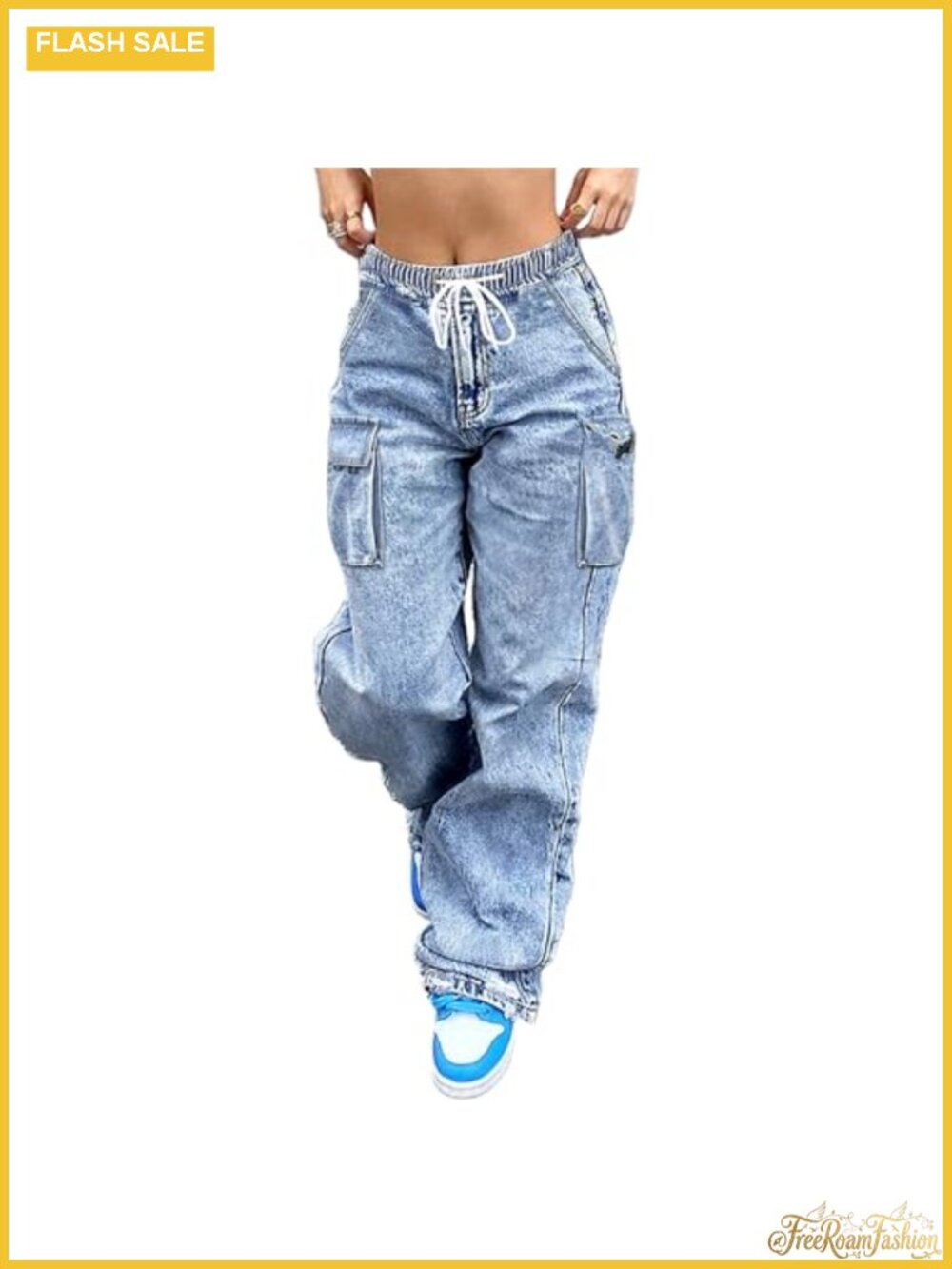 Wide Leg Cargo Jeans for Women High Waisted Baggy Stretchy Denim Pants Y2K